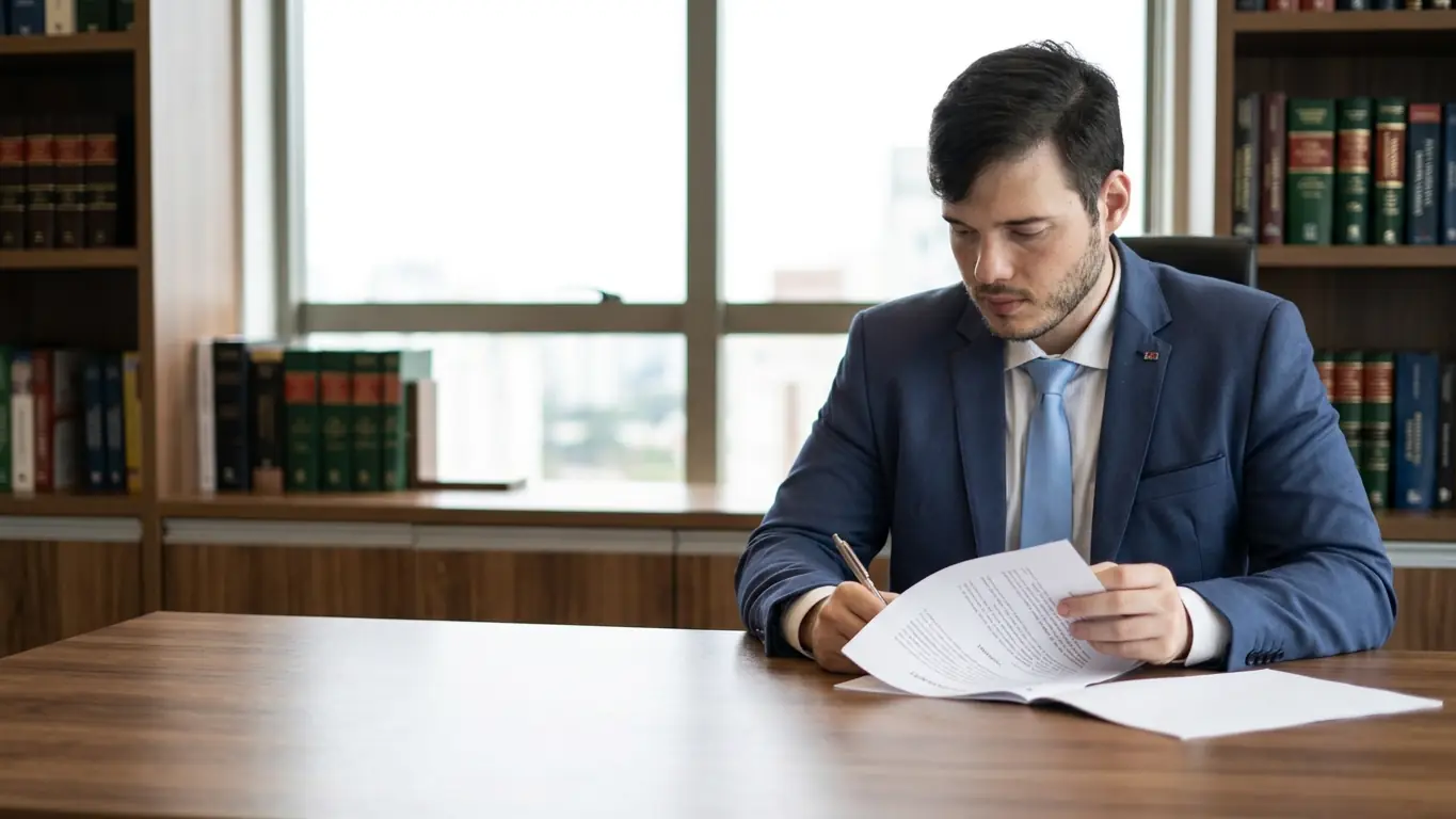 Tiago Andrade Krejci analisando um contrato